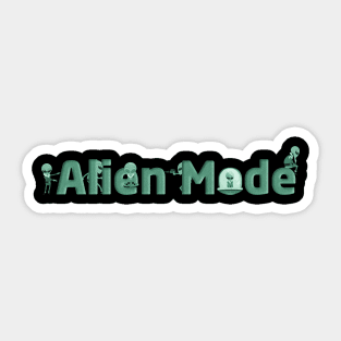 Alien mode cute aliens meditate playing hide seek graphic, UFO outer space lover cartoon, Men Women Sticker